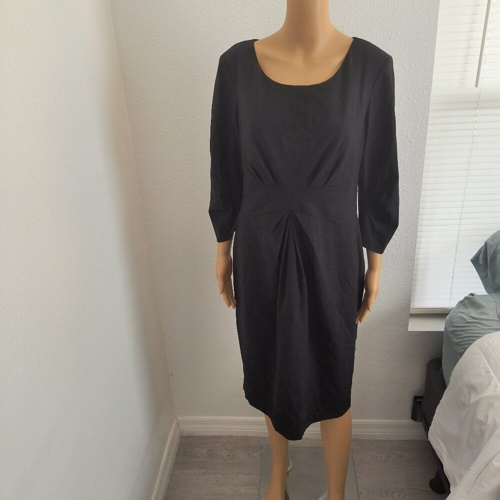 Lafayette 148 Black 3/4 Sleeve Midi Dress